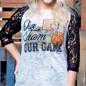 NWT  "Our Team Our Game" with Lace Sleeve Top